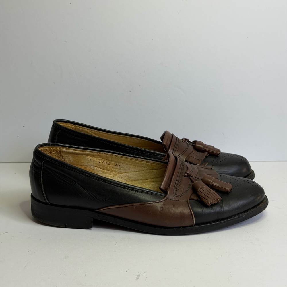 Vintage Yves Saint Laurent Tassel Black and Brown Leather Loafers Size EU 41